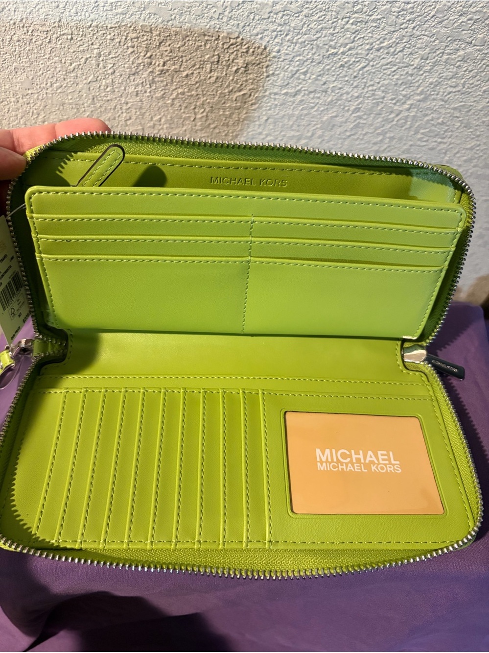Michael Kors Thompson Lime Satchel Continental Wallet SET NWT - Picture 14 of 15